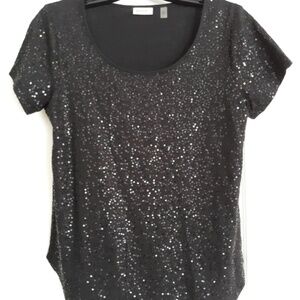 DKNYC Glam Scoop Neck Sequin T Shirt